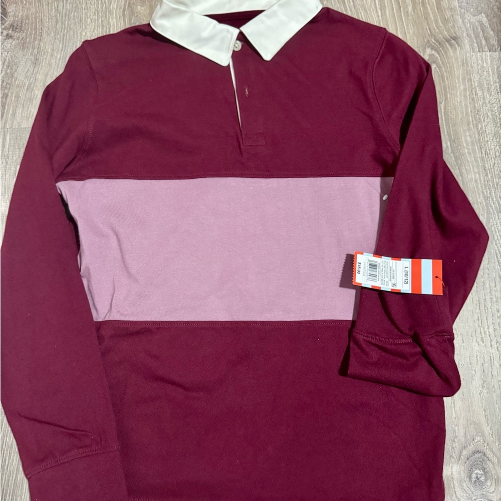 Cat & Jack Maroon and White Polo Shirt